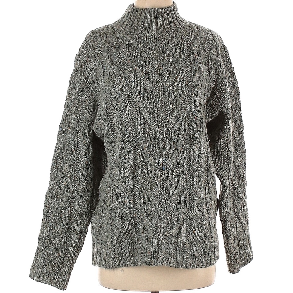 Multicolor-Flecked Oversized Gray Wool Sweater